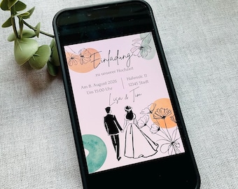 Modelo Canva – Convite de casamento de 3 páginas | Convite para celular e modelo para impressão | Facilmente personalizável