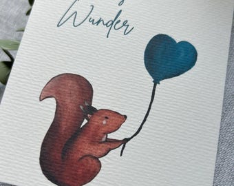 Postkarte zur Geburt „Willkommen kleines Wunder“ – handgemaltes Aquarellmotiv | A6