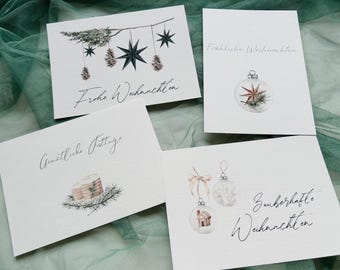 4 Weihnachtskarten im Set
