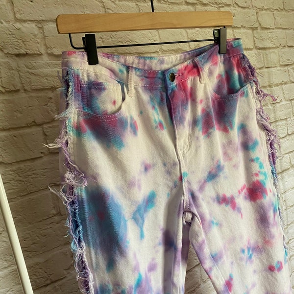 Women's Tie Dye High Waisted Straight Leg Denim