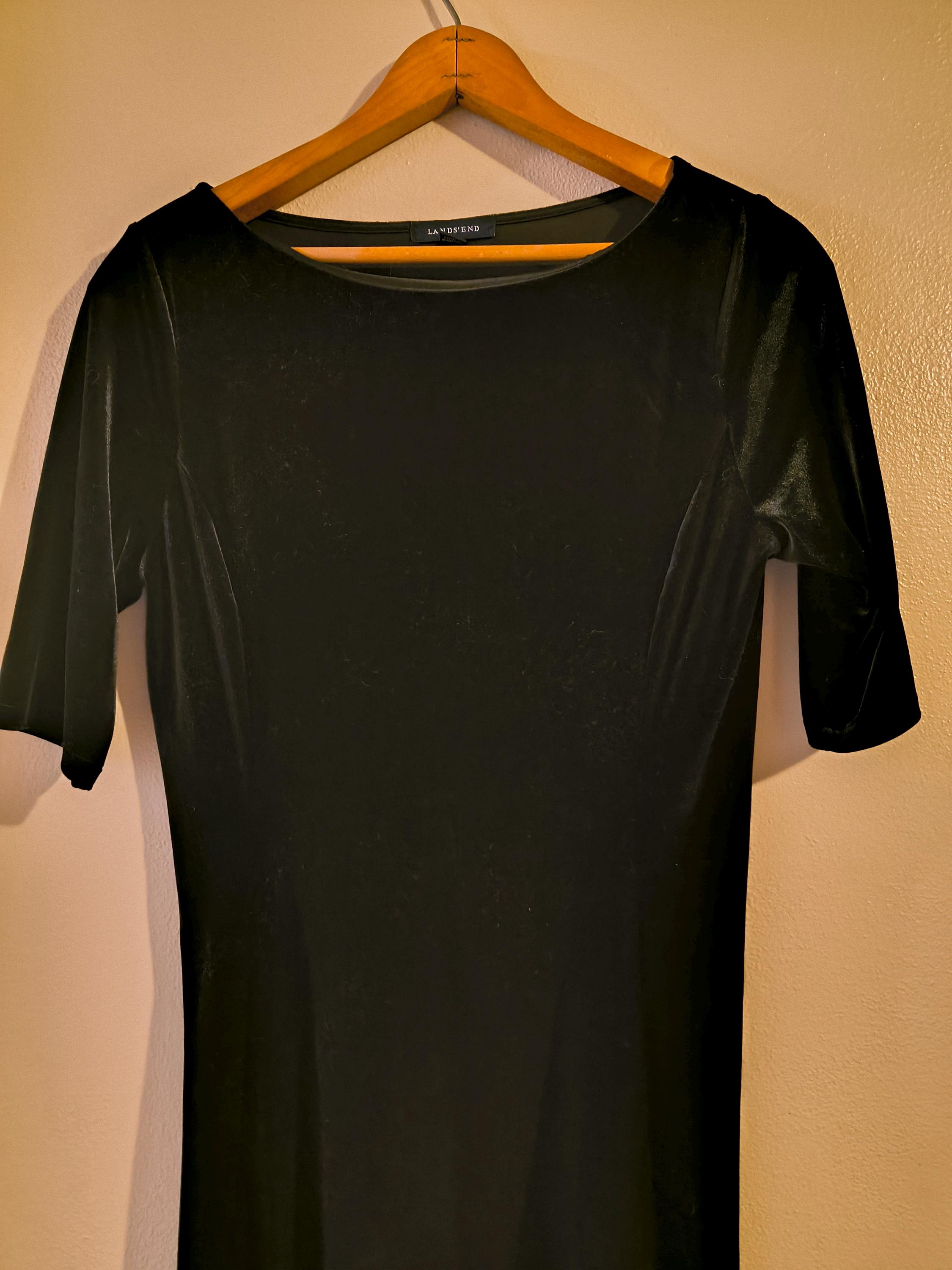 Vintage Black Velvet Split Dress