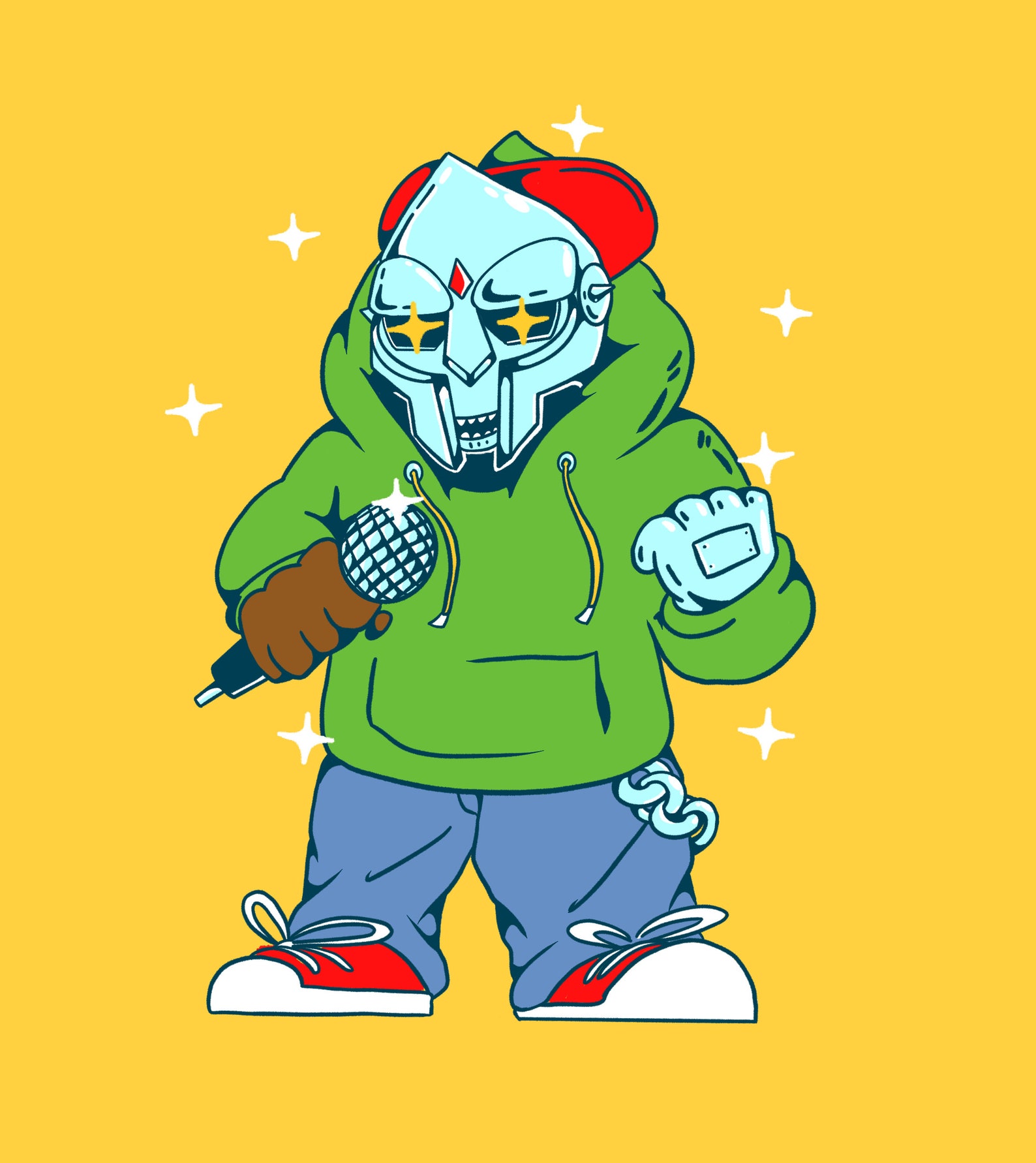 MF DOOM Cartoon Art Print Etsy