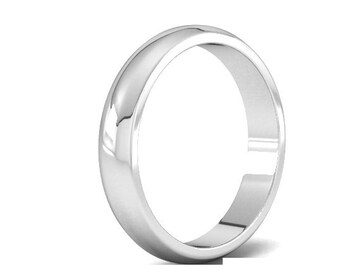 Wedding 4mm D Shape 9ct White Gold Ring