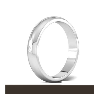 Wedding 4mm D Shape 9ct White Gold Ring