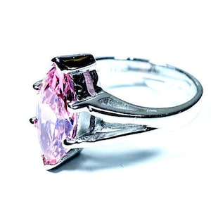 Silver Pink Cz Ring