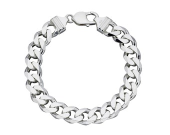 Men's Curb Link Sterling Silver Bracelet (11.86mm Width)