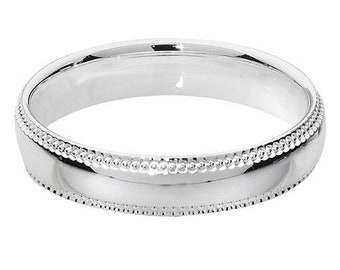 Silver Millgrain D Shape 3mm Wedding Ring