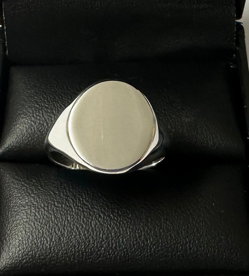 Mens Oval Sterling Silver Signet Ring image 2