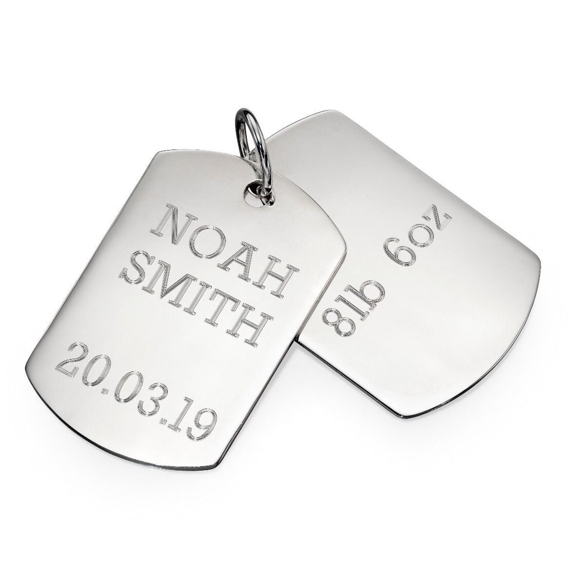 Mens Sterling Silver Double Dog Tag Etsy Canada