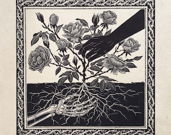 Umbral: grabado en linóleo, obra de arte original