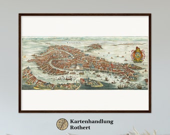 Historical city view of Venice around 1636
