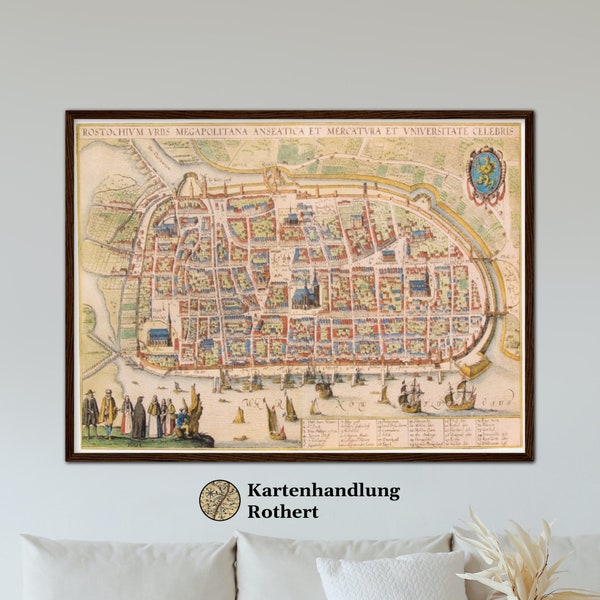 Historischer Stadtplan von Rostock um 1625