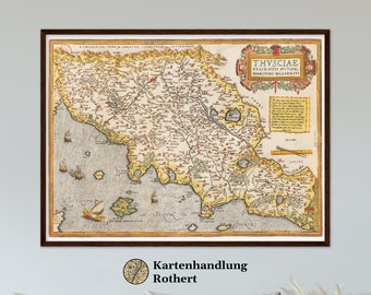 Historical map Tuscany around 1609