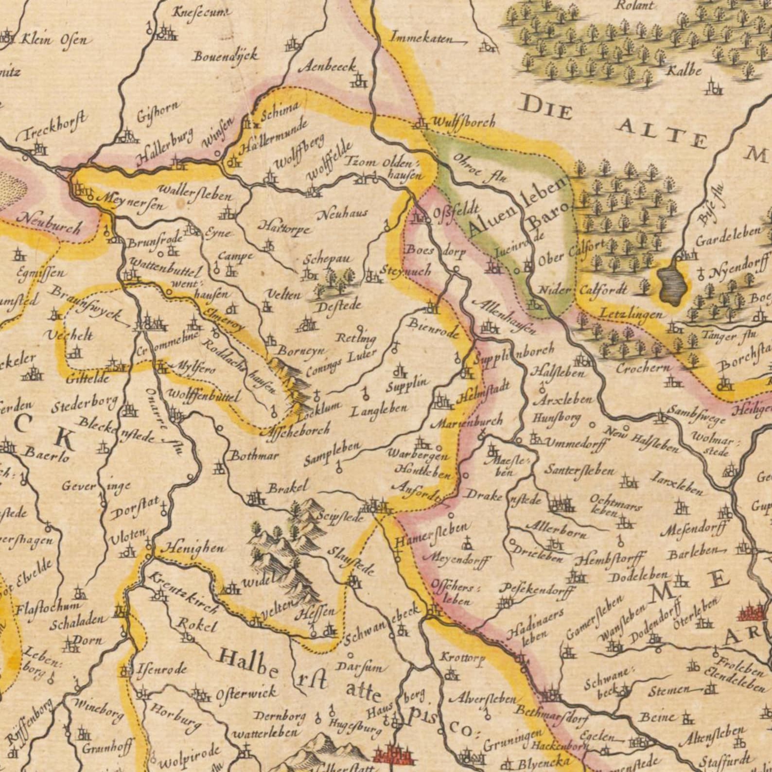 Historische Landkarte von Braunschweig um 1635 Nachdruck der | Etsy