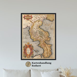 Historical map of Calabria around 1609