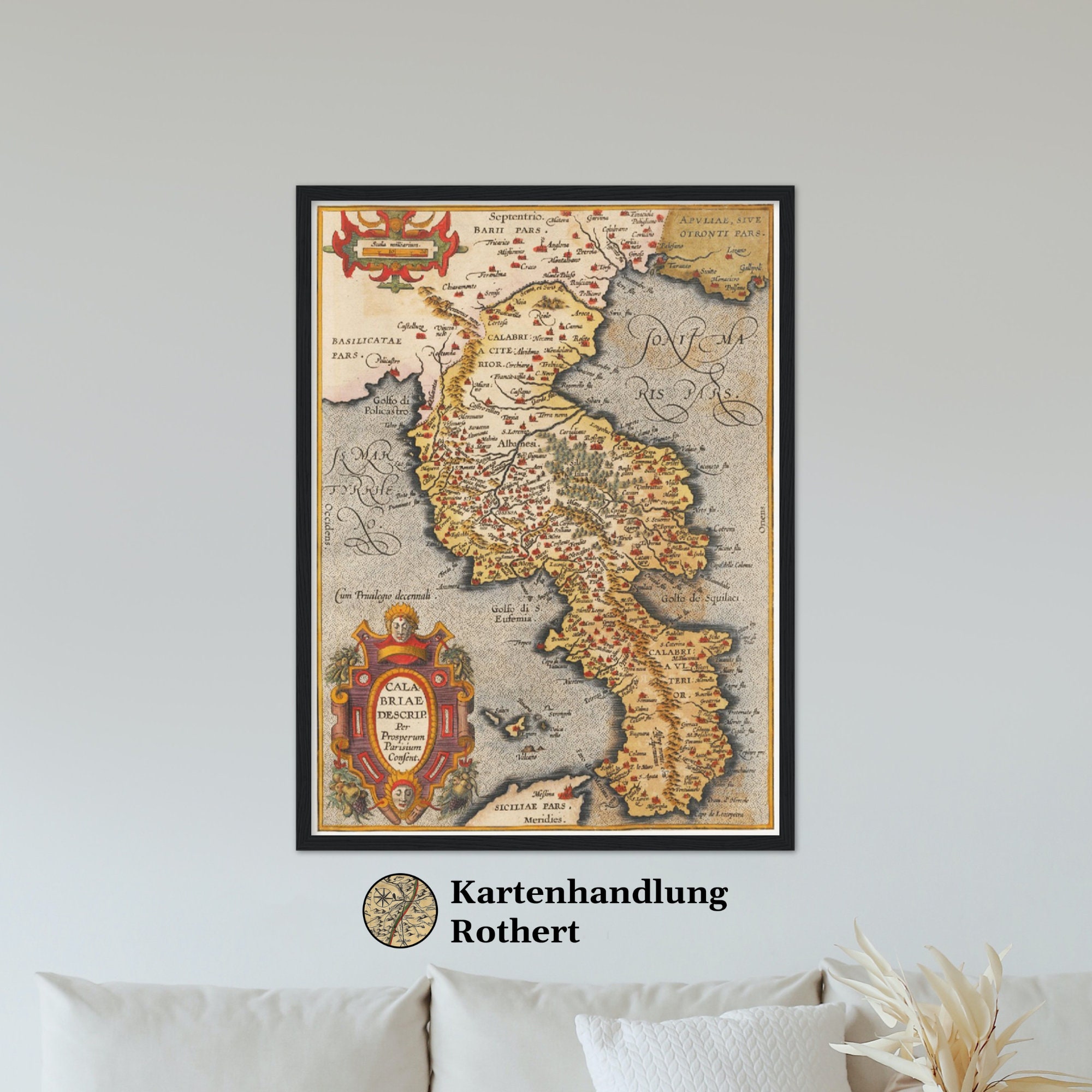 Historical map of Calabria around 1609