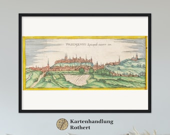 Historical city view Freising around 1570