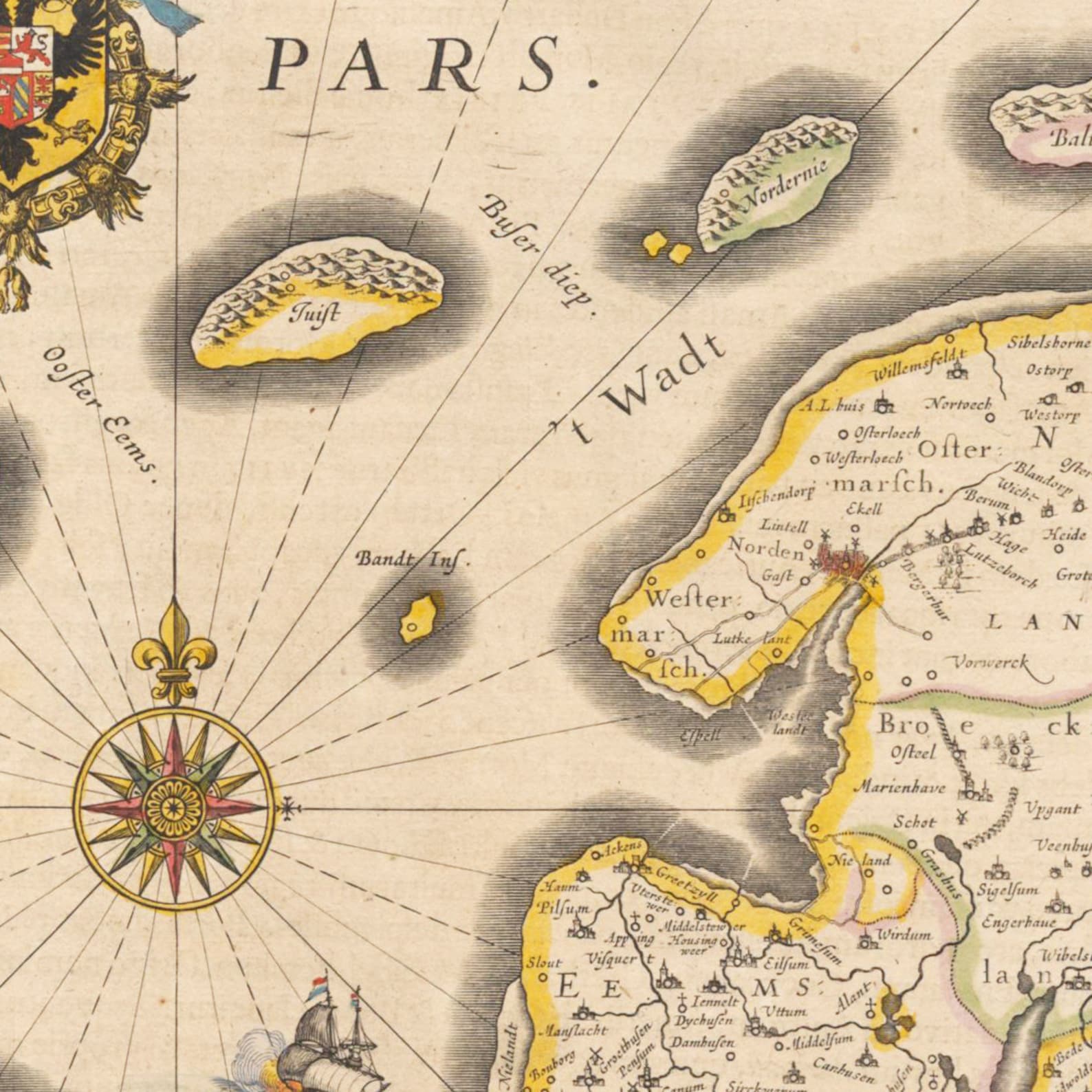 Historische Landkarte von Ostfriesland um 1635 Nachdruck der | Etsy