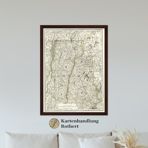 Historical Map New Hampshire Vermont around 1882