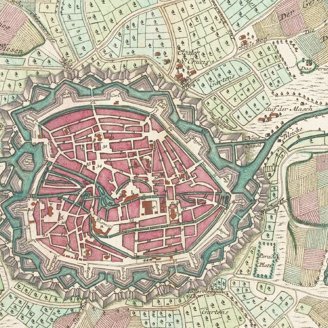 Historischer Stadtplan von Braunschweig um 1750 Nachdruck | Etsy