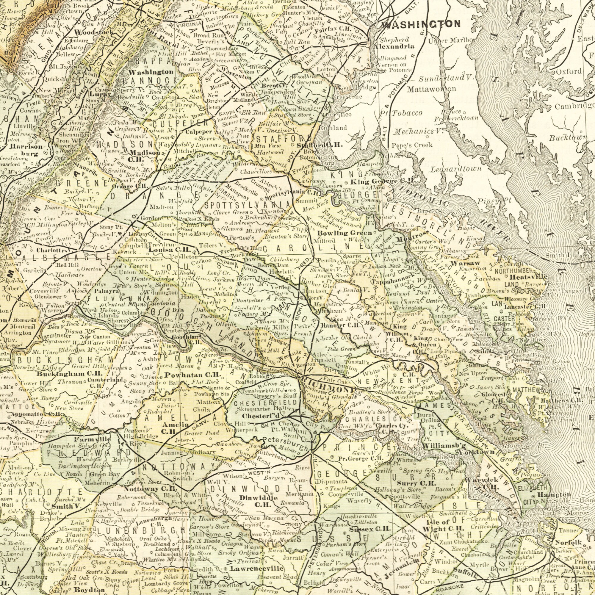 Historical map of Virginia around 1882 reprint map frame Etsy