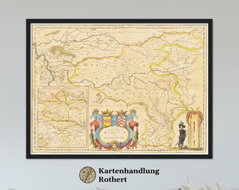 Historical map of Ruhr area around 1635