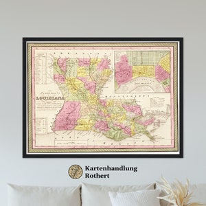 Historical map Louisiana around 1849