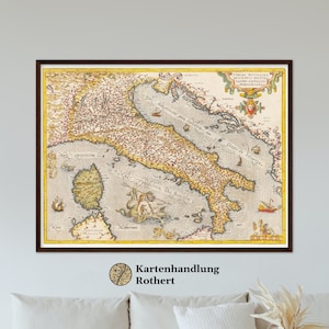 Historical map of Italy around 1609