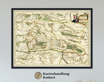 Historical map of Styria around 1647