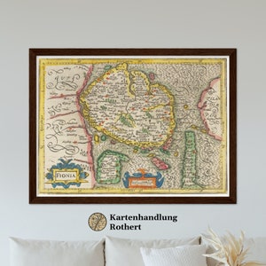 Historical map island of Fünen around 1609
