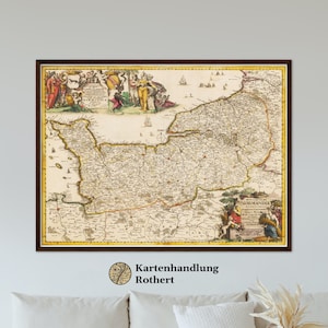 Historical map of Normandy around 1698