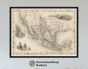 Historical map Mexico around 1850