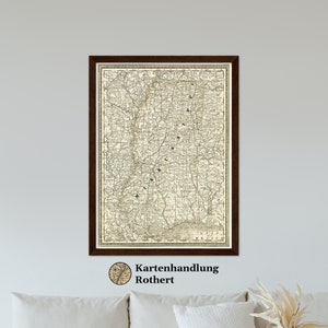 Historical map Mississippi around 1882