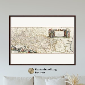 Historical map run of the Danube around 1635