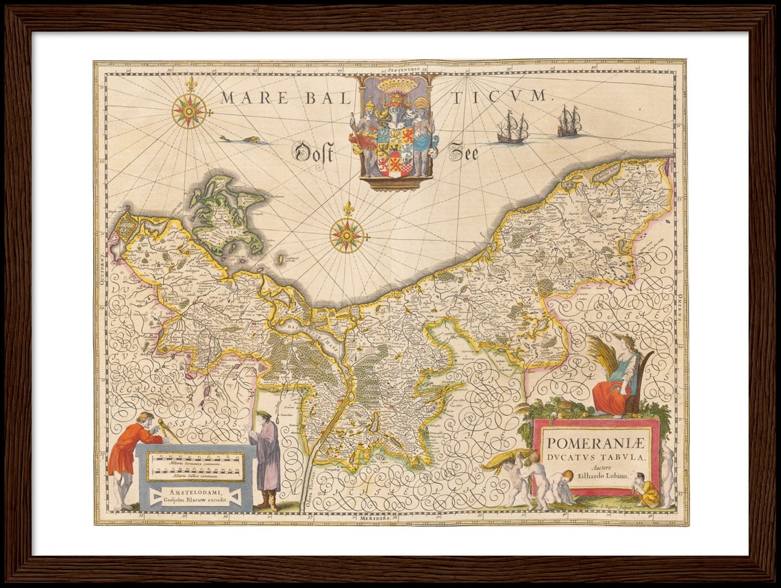 Historical map of Pomerania around 1635 reprint of the map  Etsy