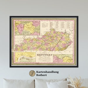 Historical map Kentucky around 1849