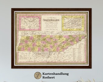 Historical map Tennessee around 1849