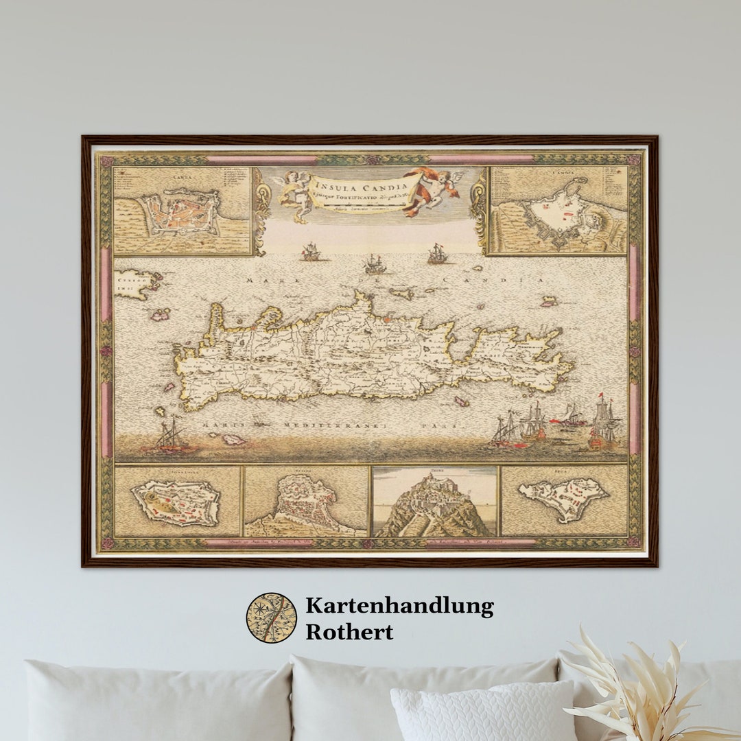 Historical Crete Map Around 1698 - Etsy