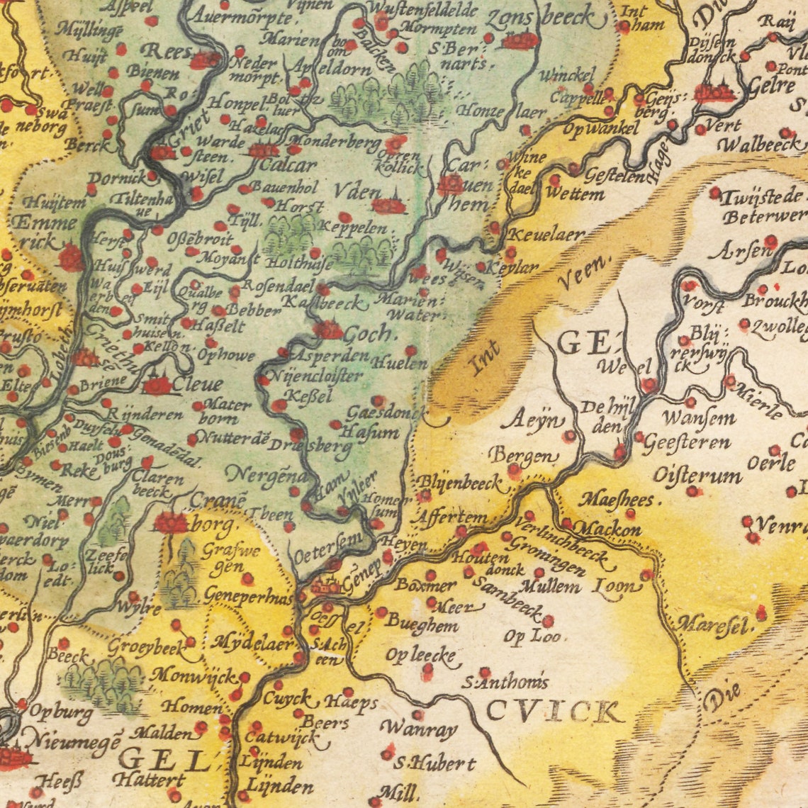 Historische Landkarte von Niederrhein um 1609 Nachdruck der | Etsy