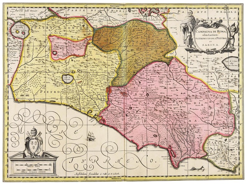 Historical Map of Latium Around 1700 - Etsy