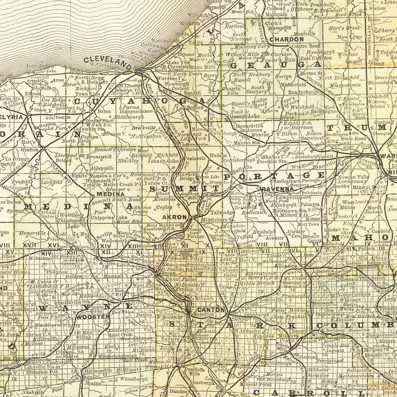 Historical map of Ohio around 1882 reprint of the map | Etsy