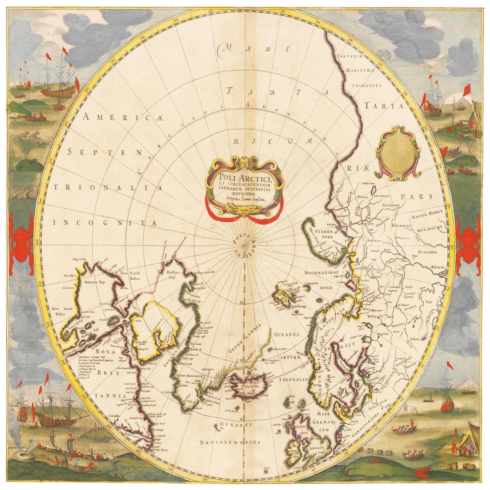 Historical Map Arctic Around 1694 - Etsy