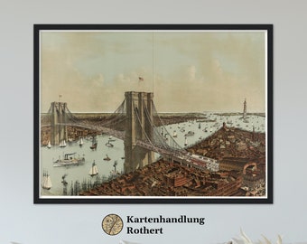 Historical city view New York City around 1892