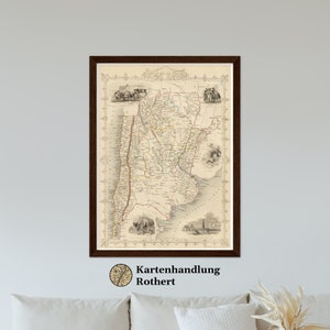 Historische Landkarte Argentinien & Chile um 1850