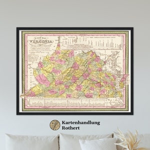 Historical map Virginia around 1849
