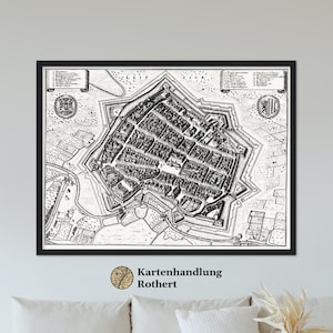 Historical city map Leipzig around 1650
