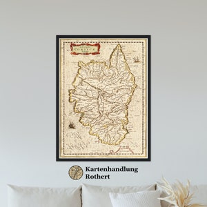 Historical map of Corsica around 1650