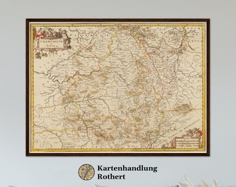 Historical map Champagne-Ardenne around 1698