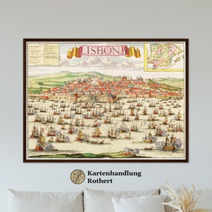 Historical city view Lisbon around 1700