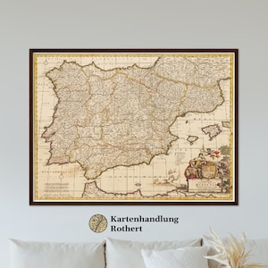 Historical map of Spain around 1698